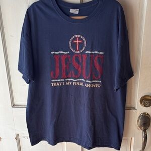 Hanes Heavyweight Navy Jesus T-Shirt